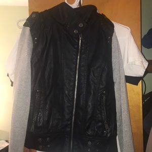 Trendy leather and cotton jacket
